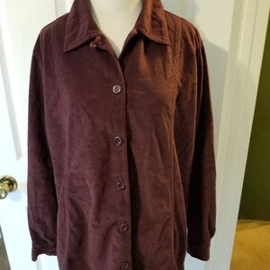 In Due Time burgundy plum button up maternity top